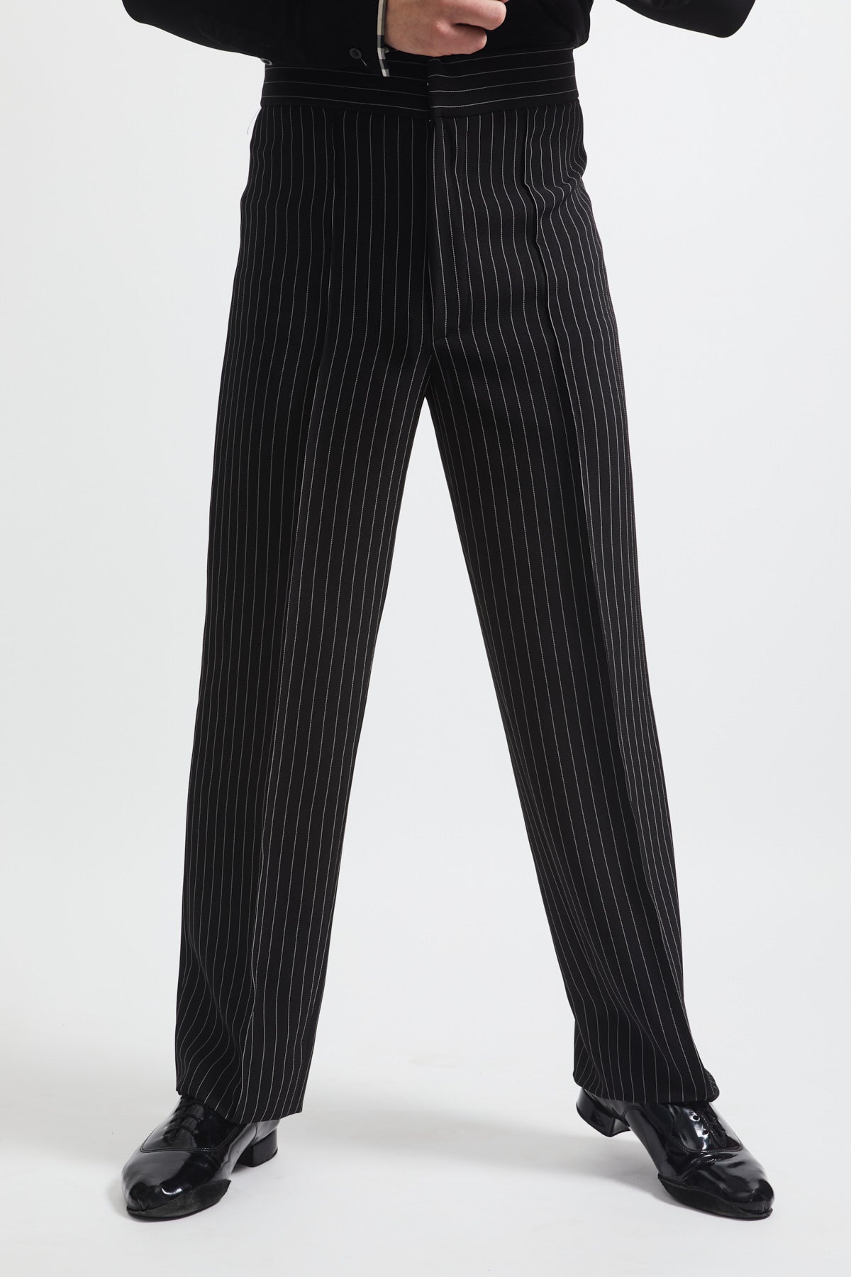 Zip Up Pinstripe Trousers