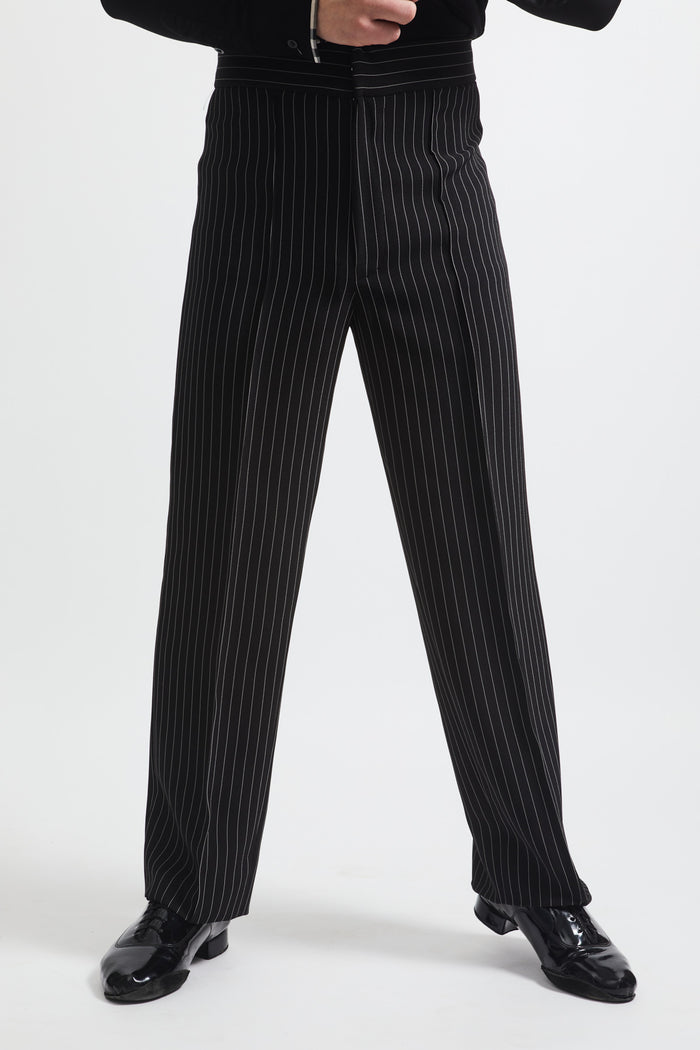 Zip Up Pinstripe Trousers