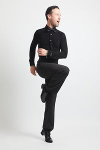 Zip Up Pinstripe Trousers