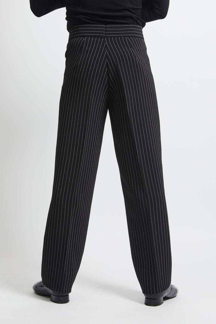 Zip Up Pinstripe Trousers