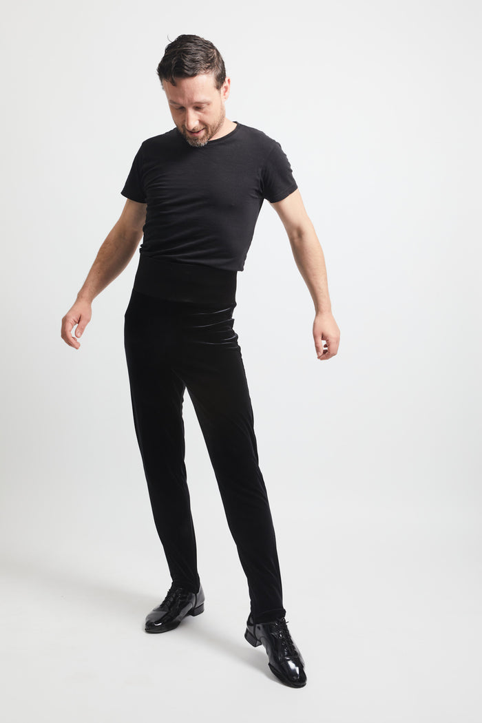 Velvet Pull Up Pants Black