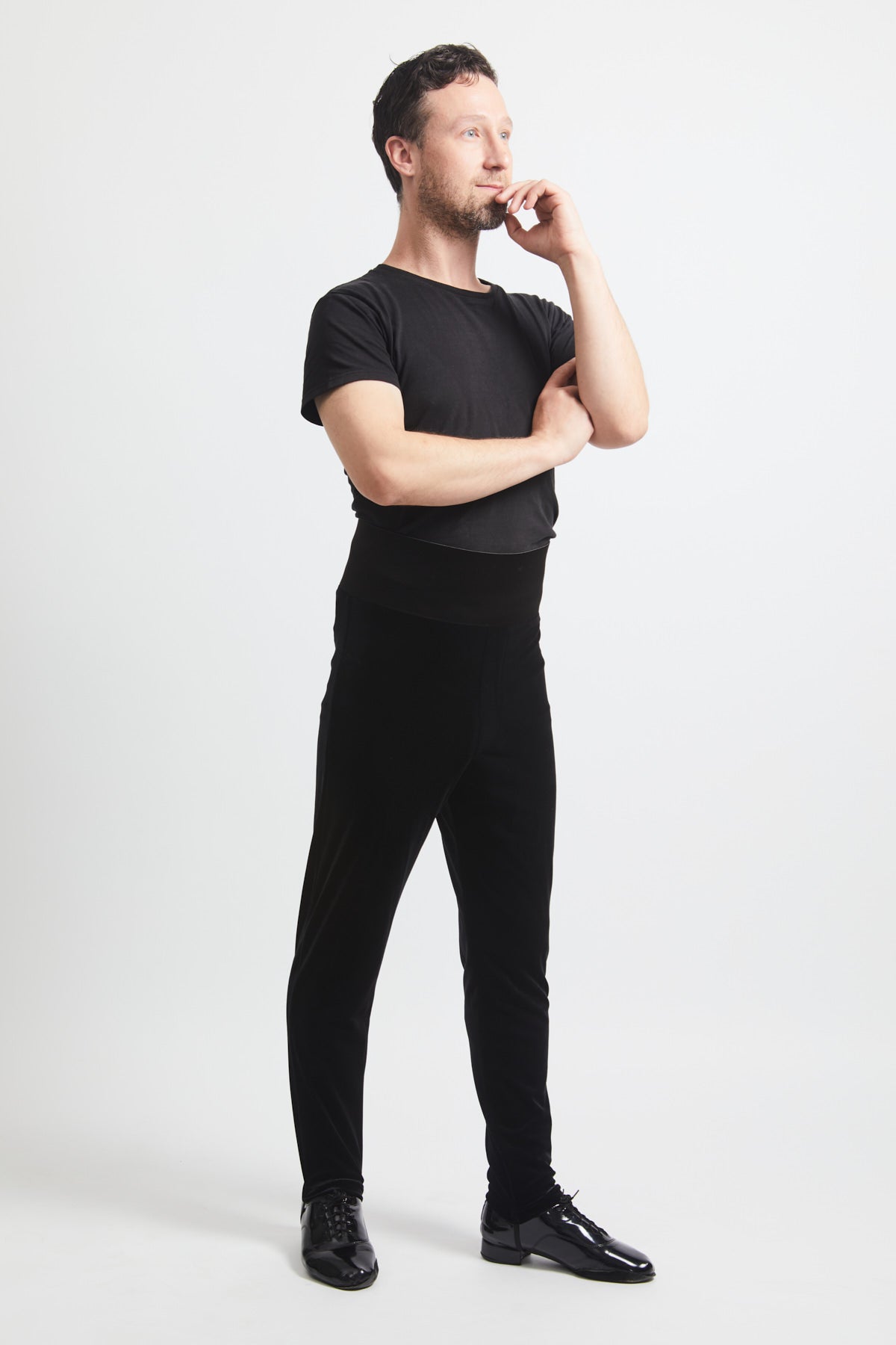 Velvet Pull Up Pants Black